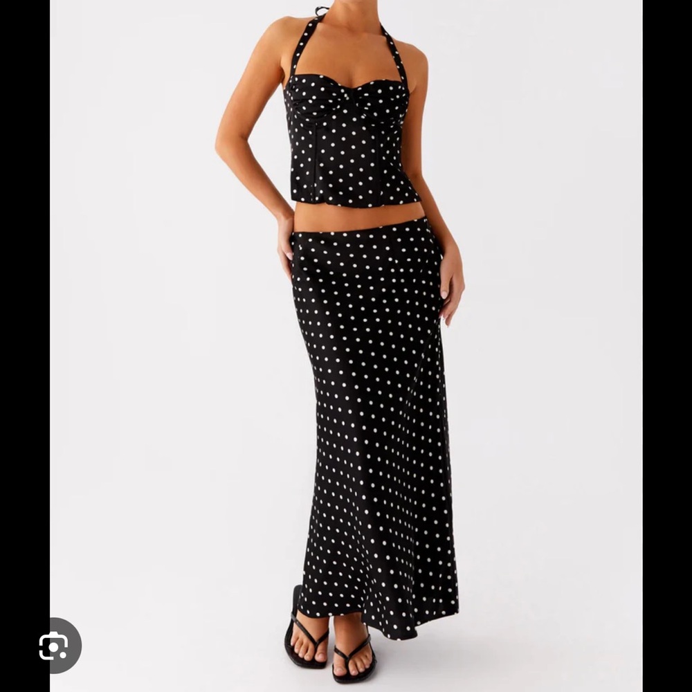 Breanne Midi Skirt - Black Polka Dot